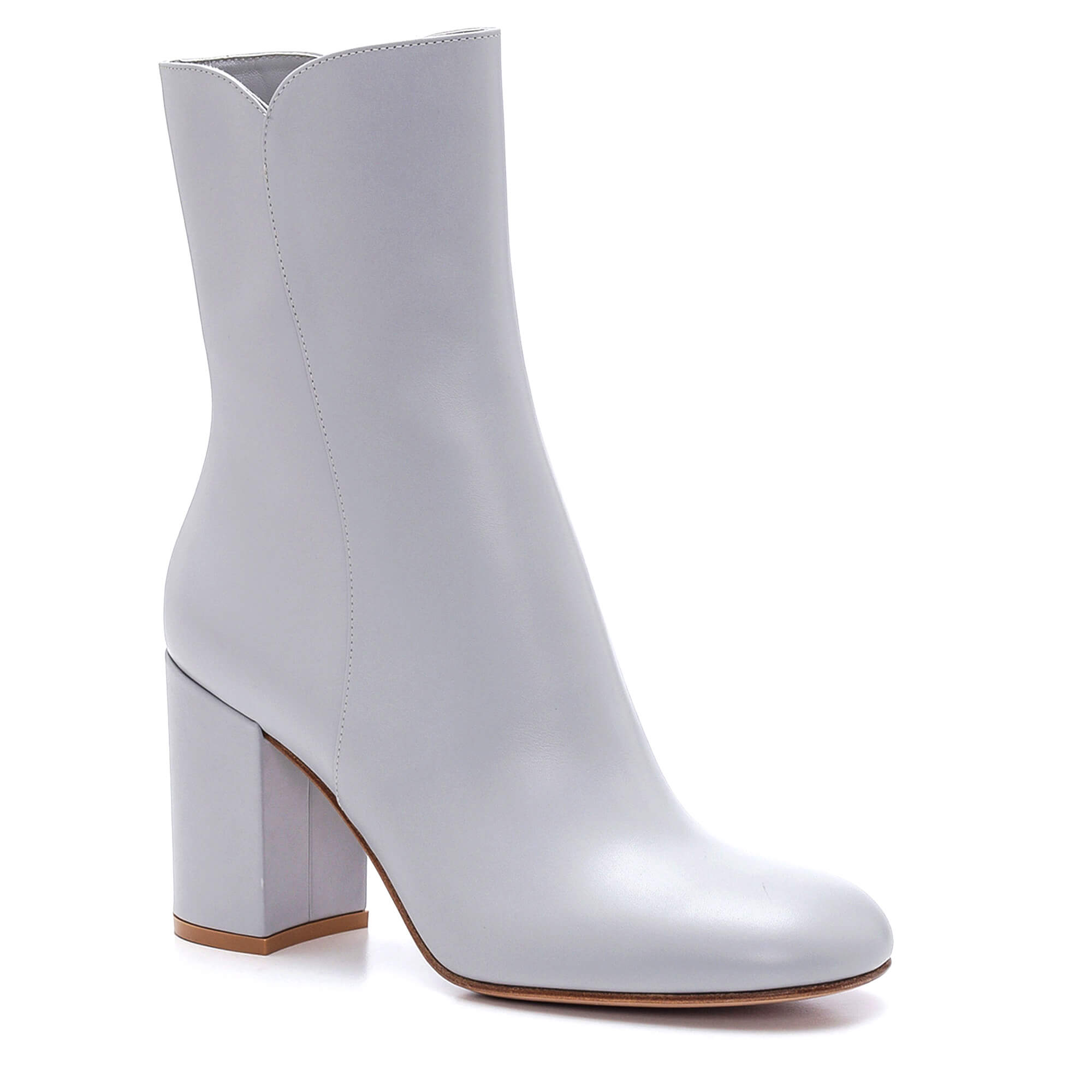 Gianvito Rossi - Grey Leather Adelle 85 Ankle Boots 